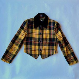 Vintage Georgiou Studio yellow and black checked blazer